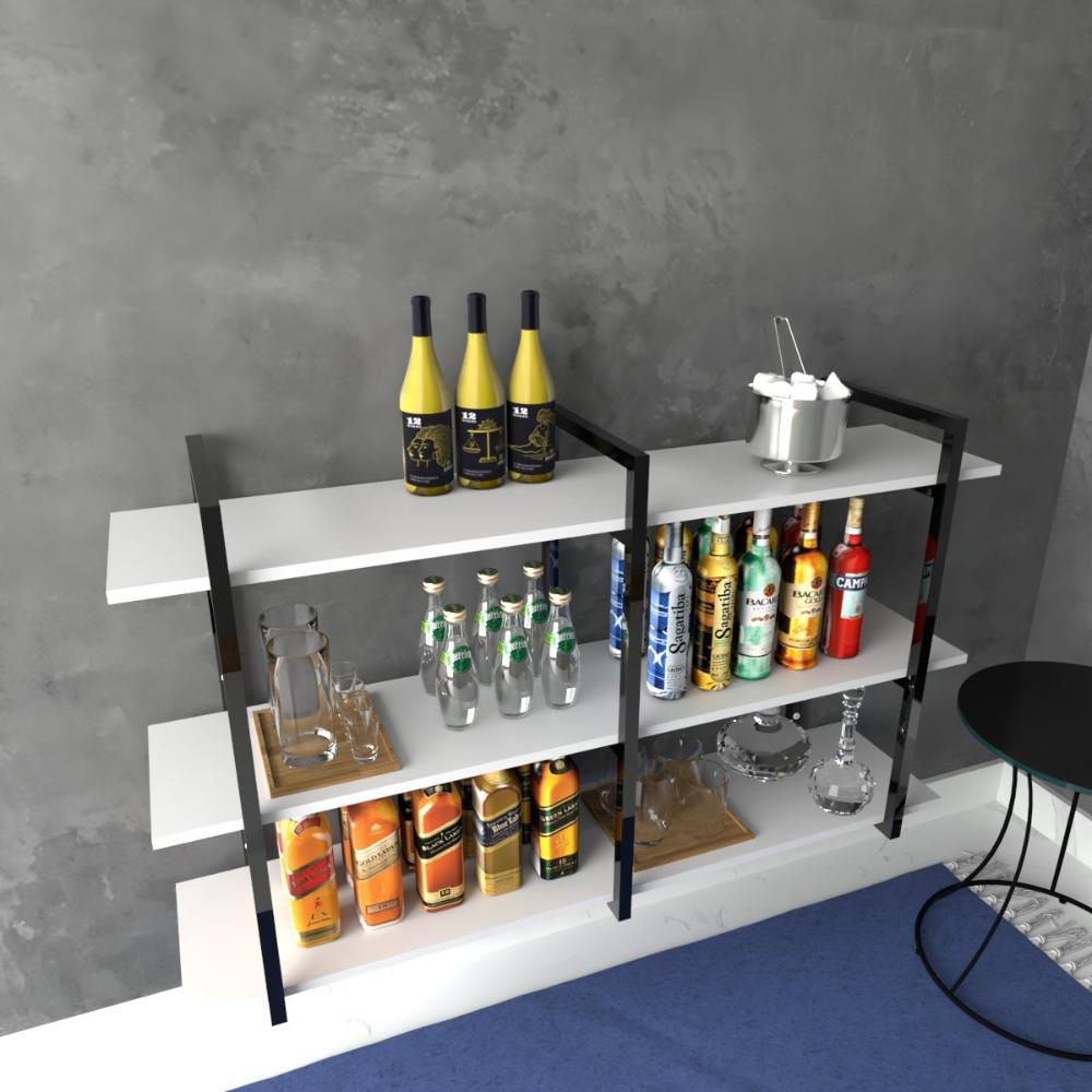 Aparador industrial sala barzinho branco bar adega moderno suspenso madeira buffet