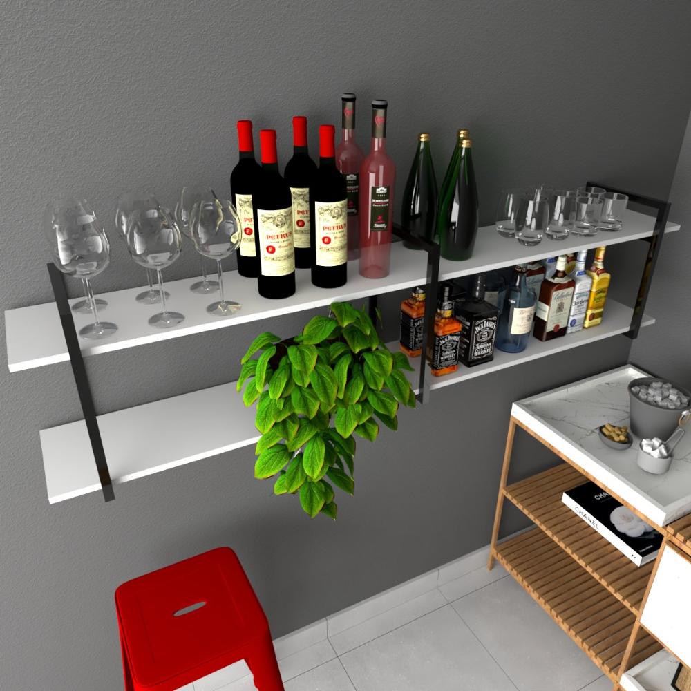 Aparador industrial sala barzinho branco bar adega moderno suspenso madeira buffet