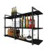 Aparador industrial sala barzinho preto bar adega moderno suspenso madeira buffet