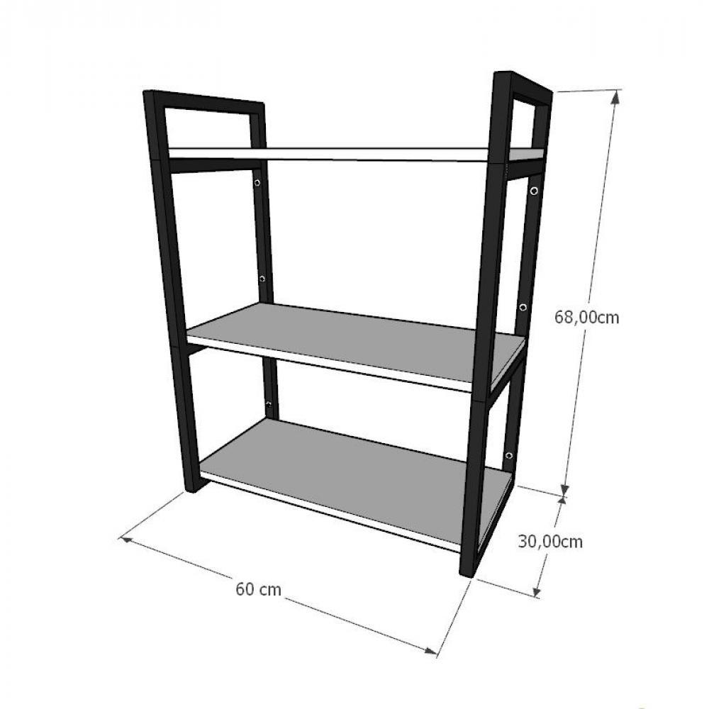 Estante estilo industrial sala aço cor preto 60x30x68cm (C)x(L)x(A) cor mdf preto modelo ind25psl