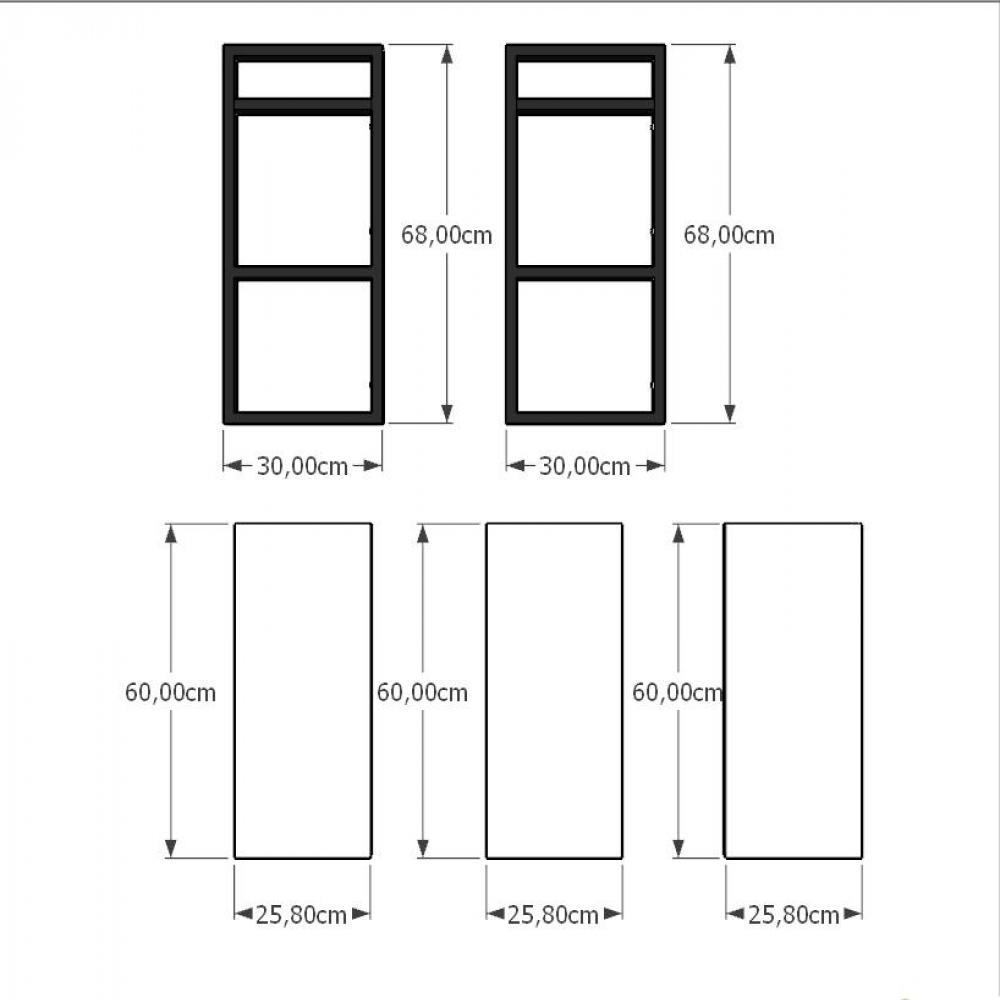 Estante estilo industrial sala aço cor preto 60x30x68cm (C)x(L)x(A) cor mdf preto modelo ind25psl