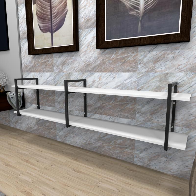Estante industrial aço cor preto 180x30x40cm (C)x(L)x(A) cor mdf branco modelo ind39best