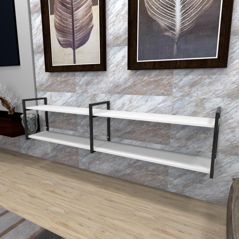Estante industrial aço cor preto 180x30x40cm (C)x(L)x(A) cor mdf branco modelo ind40best