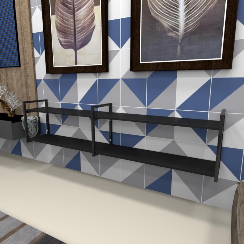 Estante industrial aço cor preto 180x30x40cm (C)x(L)x(A) cor mdf preto modelo ind40pest