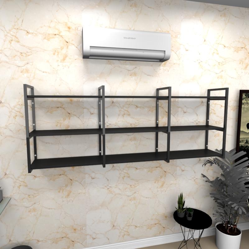 Estante industrial escritório aço cor preto 180x30x68cm (C)x(L)x(A) cor mdf preto modelo ind35pes