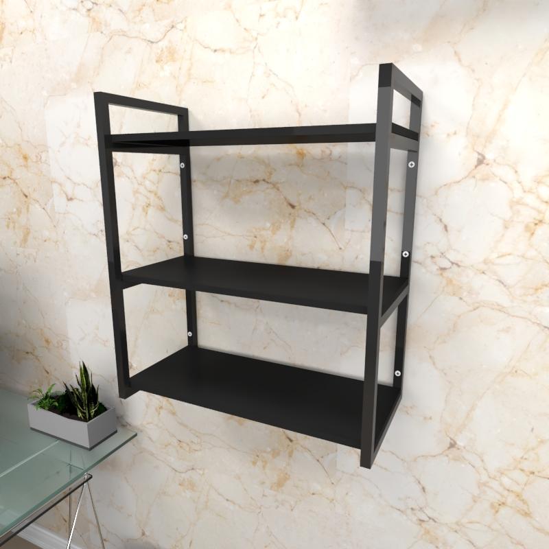 Estante industrial escritório aço cor preto 60x30x68cm (C)x(L)x(A) cor mdf preto modelo ind25pes