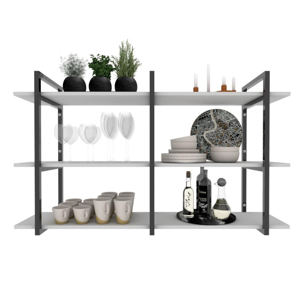 Estante industrial nichos cozinha branco off white suporte industrial suspensa