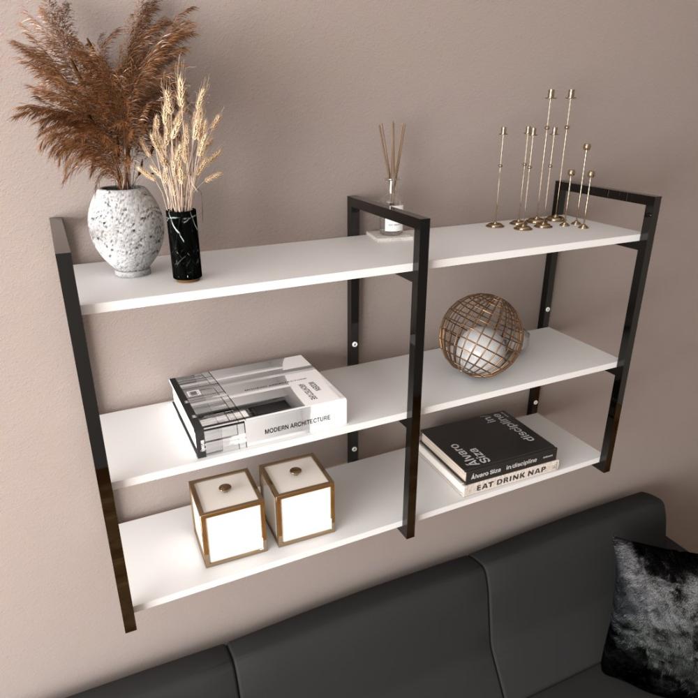 Estante industrial sala estar estante nicho parede ferro madeira suporte branco off white