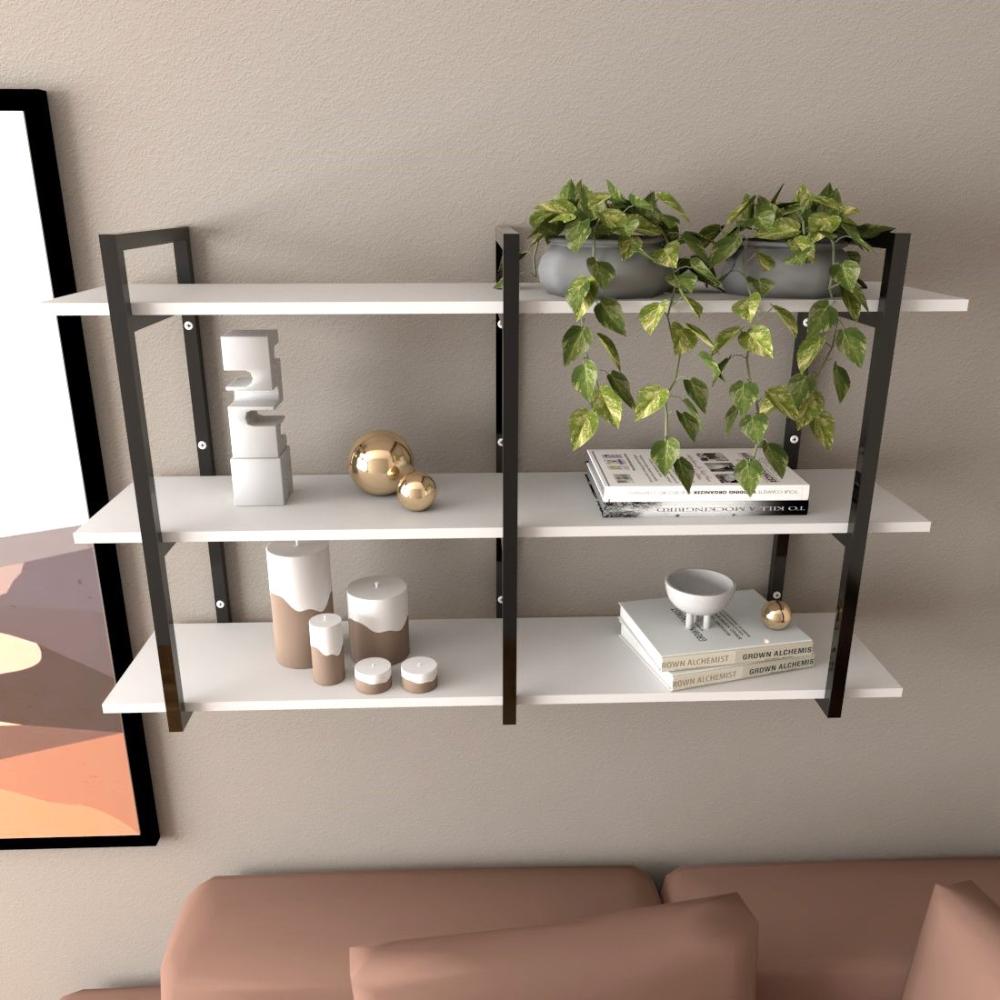 Estante industrial sala estar estante nicho parede mdf suspensa pratileira ferro branco off white