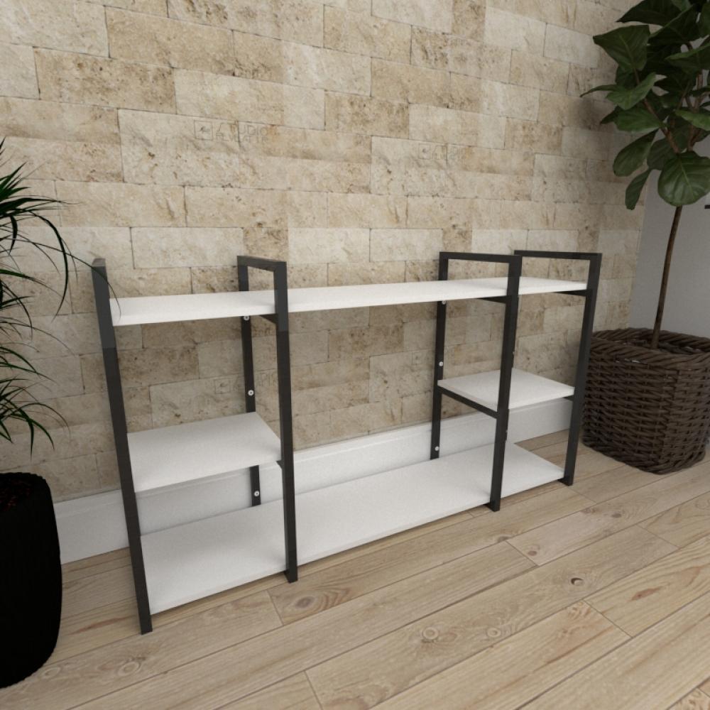 Mini Estante industrial sala aço preto  30cm cor branca ind17beps