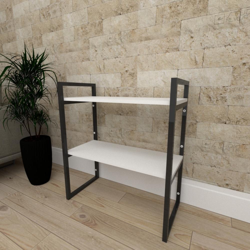 Mini estante industrial escritório aço preto 30cm  branca ind08be