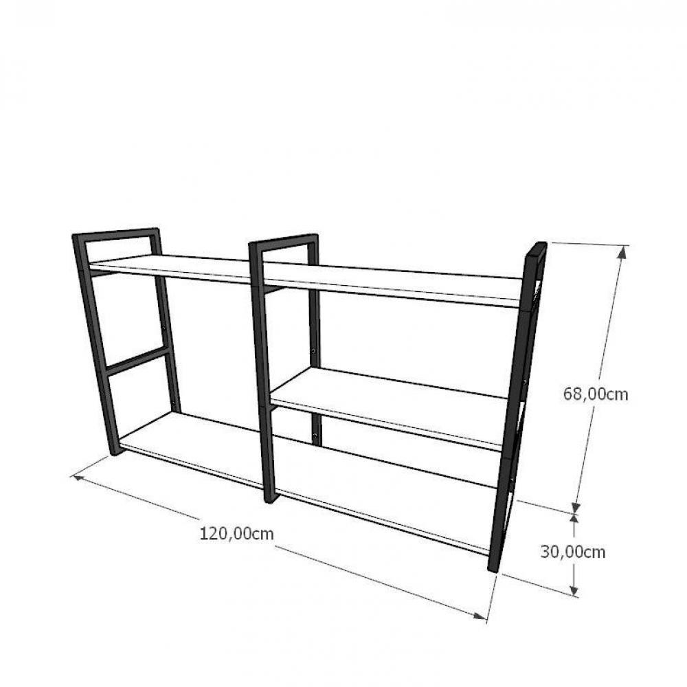 Mini estante industrial escritório aço preto 30cm  branca ind14be