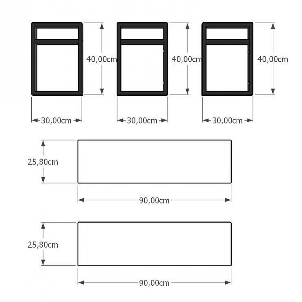 Mini estante industrial escritório aço preto 30cm  branca ind21be