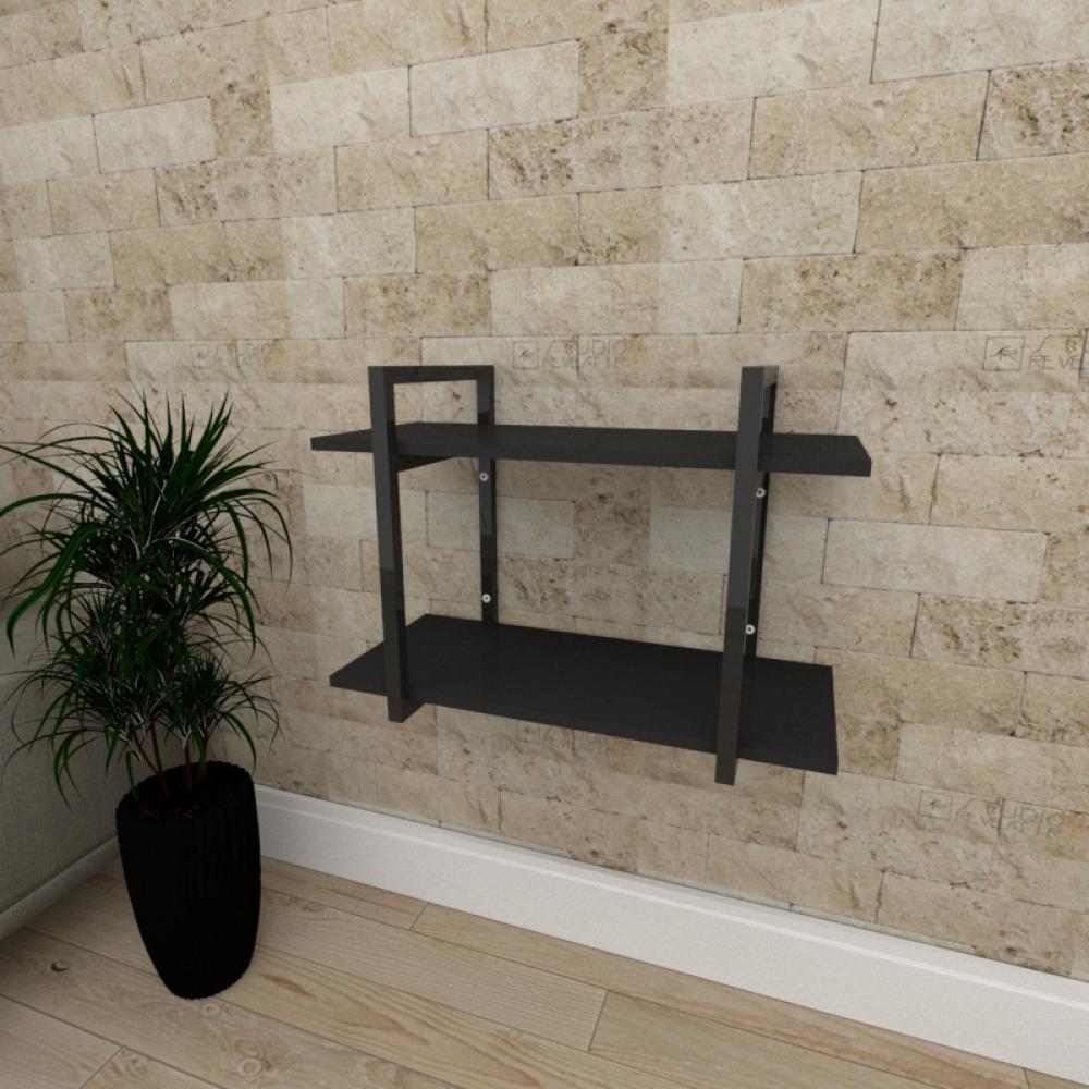 Mini estante industrial para escritório aço cor preto prateleiras 30 cm cor preto modelo ind02pep