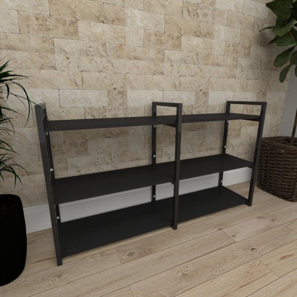 Mini estante industrial para escritório aço cor preto prateleiras 30 cm cor preto modelo ind11pep
