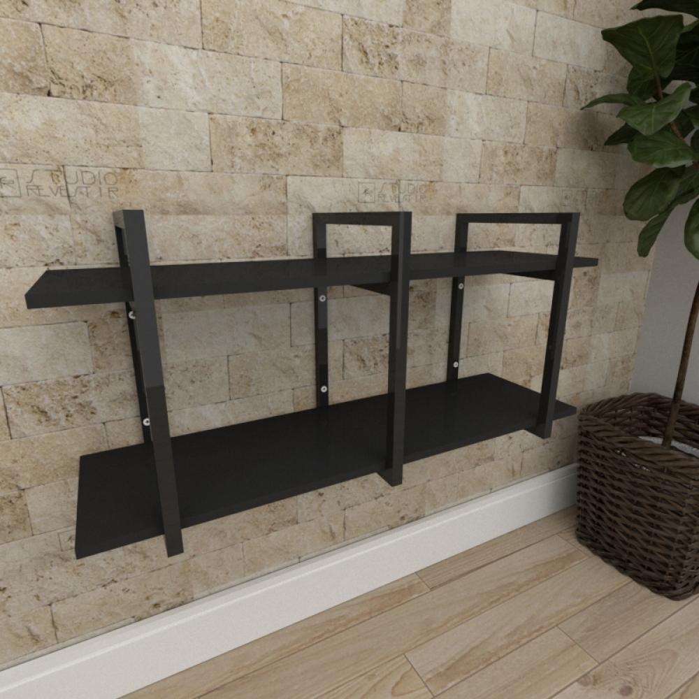 Mini estante industrial para sala aço cor preto prateleiras 30cm cor preto modelo ind23peps