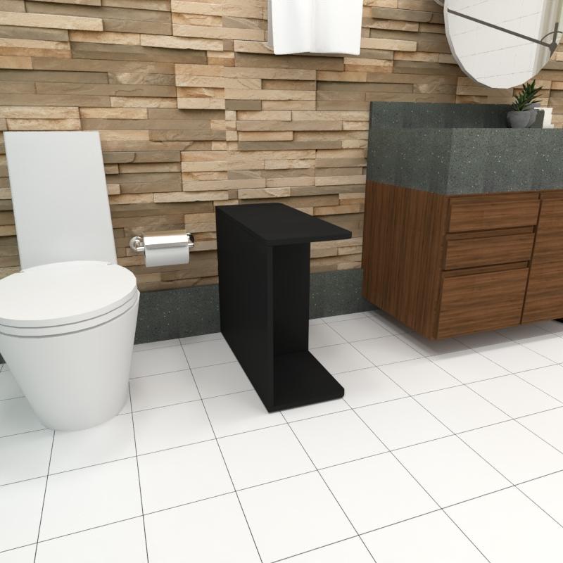 Mini estante para banheiro 25x60x50 cm MDF Preto TX modelo en16703b