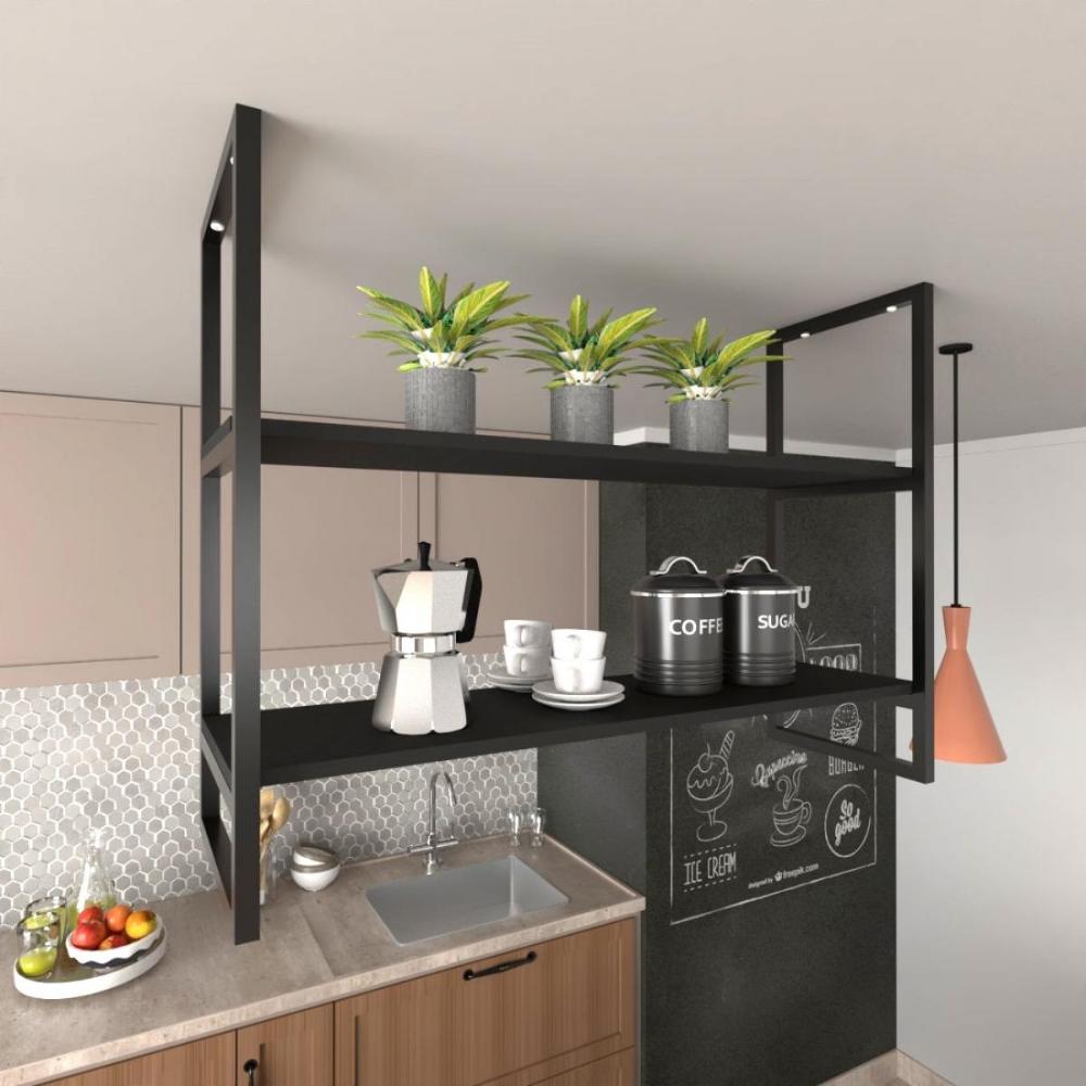 Nicho Industrial Suspenso Teto Cozinha prateleira industrial suspensa nicho industrial nichos para cozinha prateleira