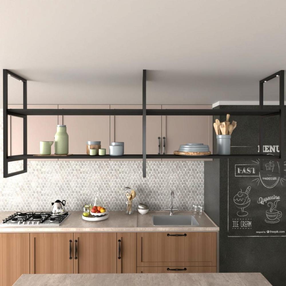 Nicho Industrial Suspenso Teto Cozinha prateleira industrial suspensa nicho industrial nichos para cozinha suporte