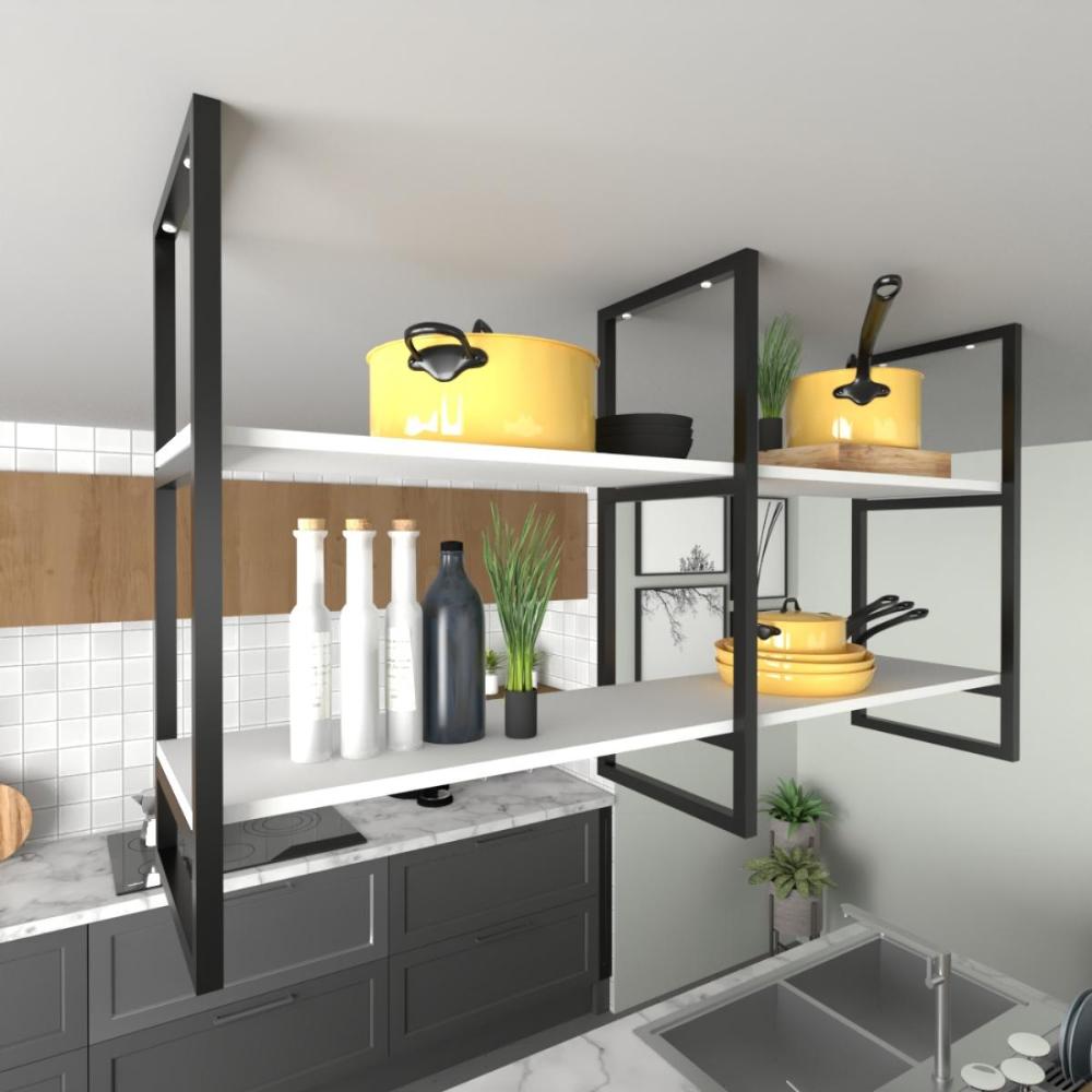 Nicho Industrial Suspenso Teto Cozinha prateleira industrial suspensa nicho industrial nichos para cozinha suporte