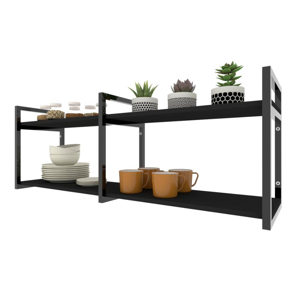Nichos industrial cozinha preto suporte industrial suspensa ferro madeirasimples