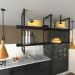 Prateleira Industrial Suspensa Teto Cozinha pratileira prateleira mdf nicho industrial nichos para cozinha Prateleira