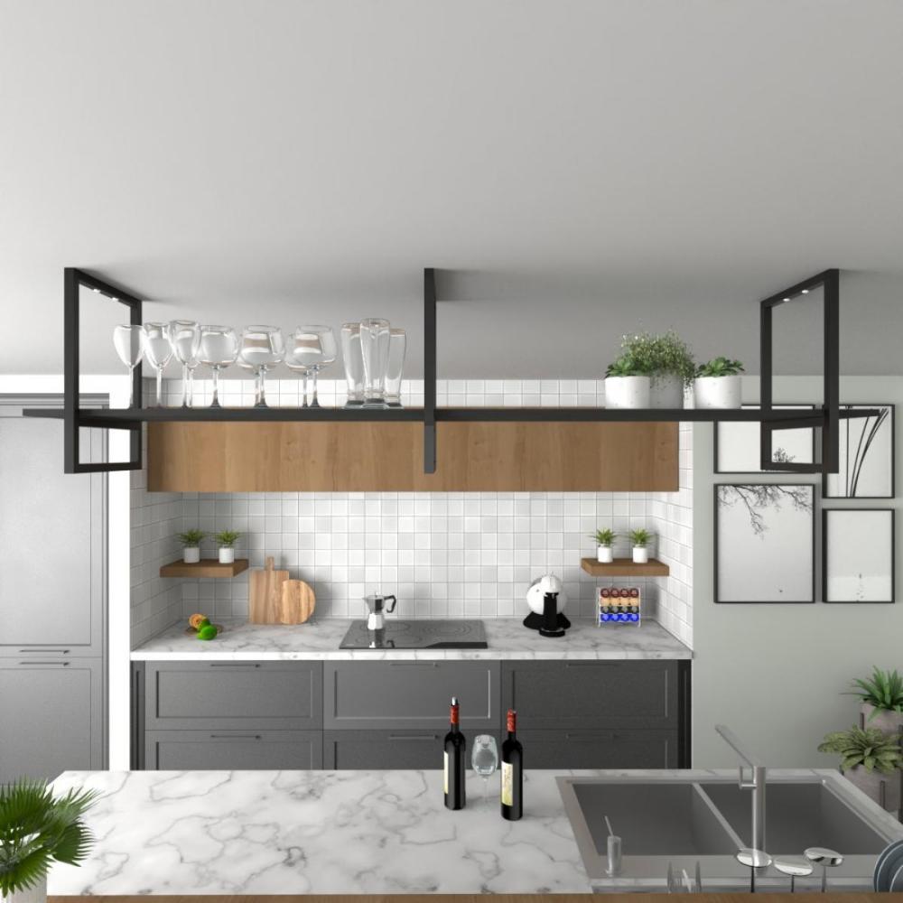 Prateleira Industrial Suspensa Teto Cozinha pratileira prateleira mdf nicho industrial nichos para cozinha nichos