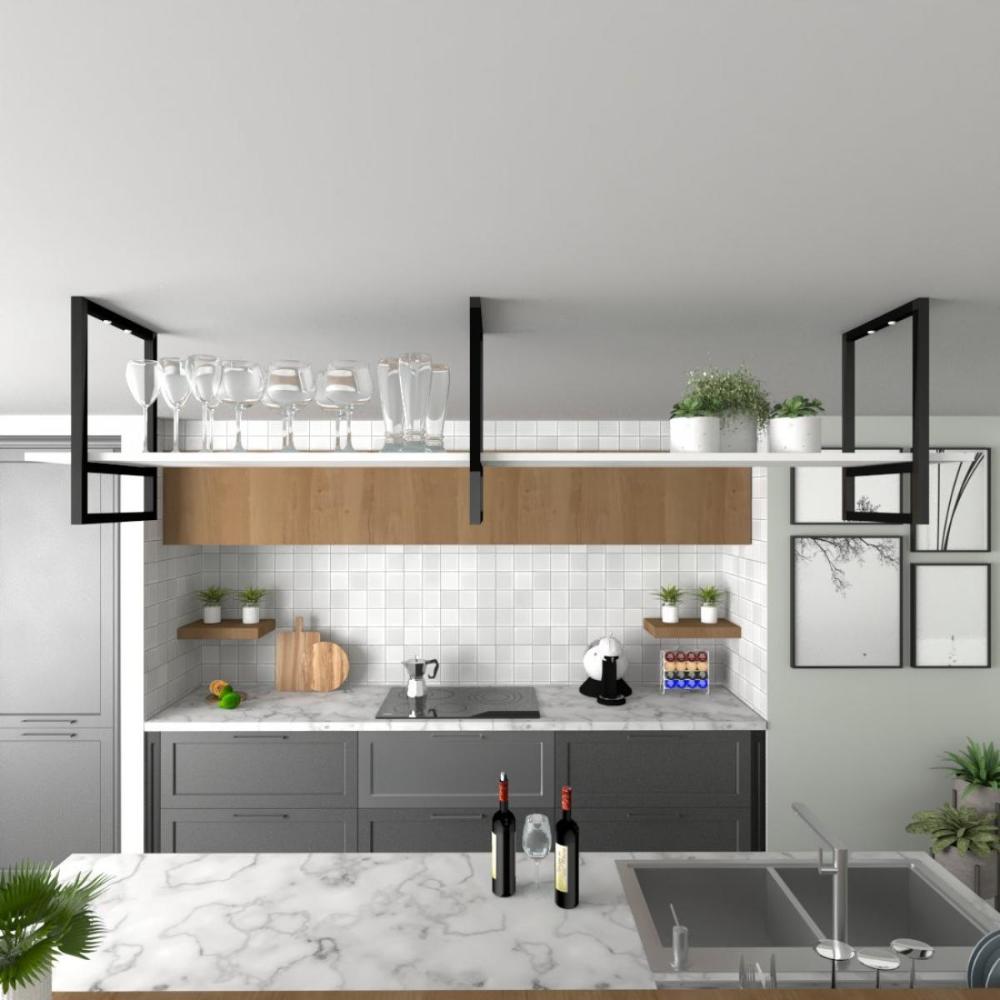 Prateleira Industrial Suspensa Teto Cozinha pratileira prateleira mdf nicho industrial nichos para cozinha partileira