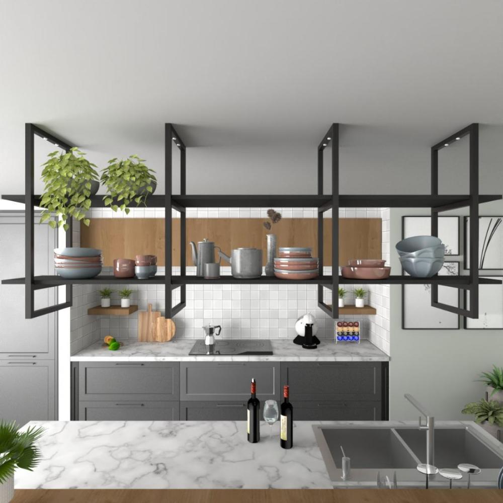Prateleira Industrial Suspensa Teto Cozinha pratileira prateleira mdf nicho industrial nichos para cozinha prateleira