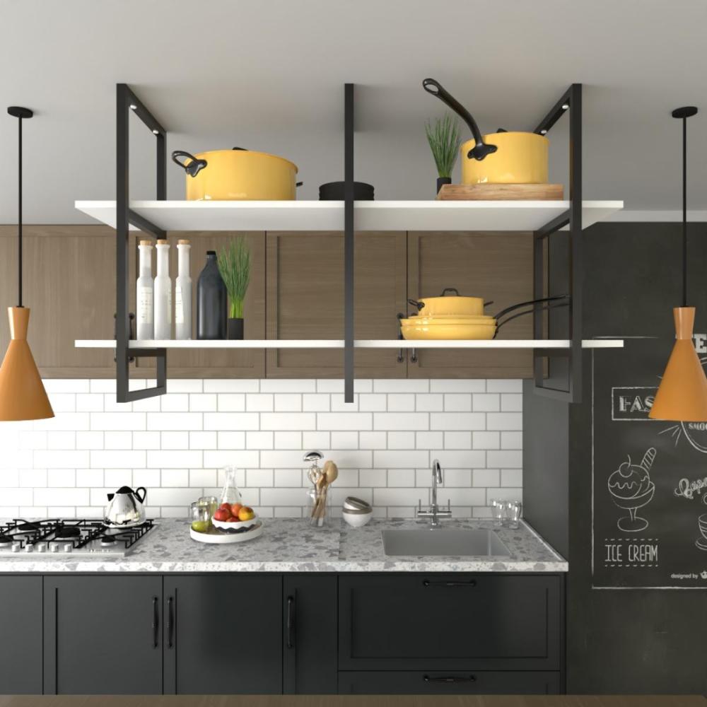Prateleira Industrial Suspensa Teto Cozinha pratileira prateleira mdf nicho industrial nichos para cozinha suporte