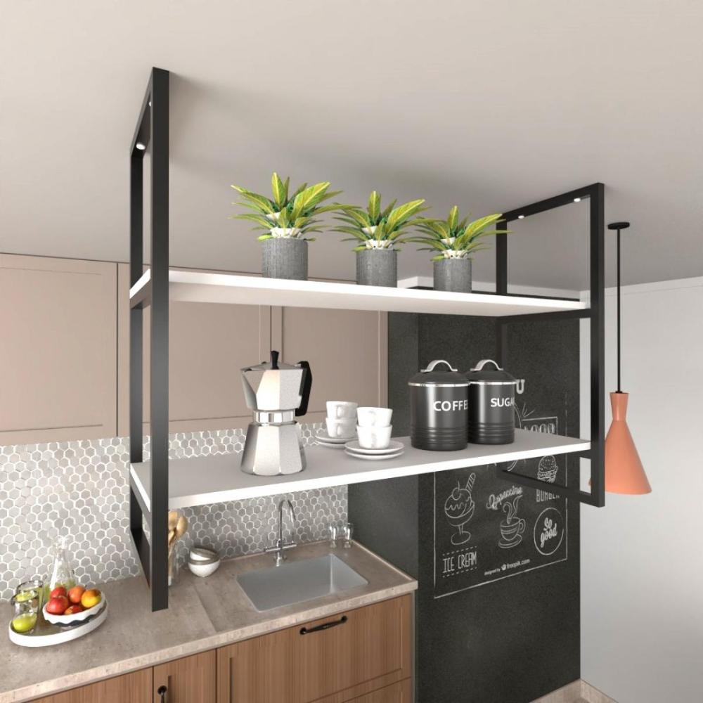 Prateleira Suspensa Teto Cozinha partileira nicho industrial nichos para cozinha suporte industrial
