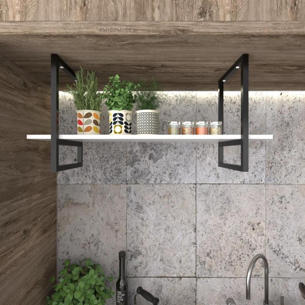 Prateleira Suspensa Teto Cozinha prateleira branca nicho industrial nichos para cozinha nichos para cozinha