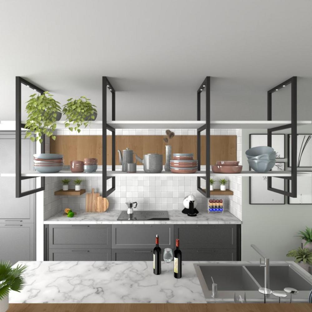 Prateleira Suspensa Teto Cozinha prateleira branca nicho industrial nichos para cozinha pratileira prateleira mdf