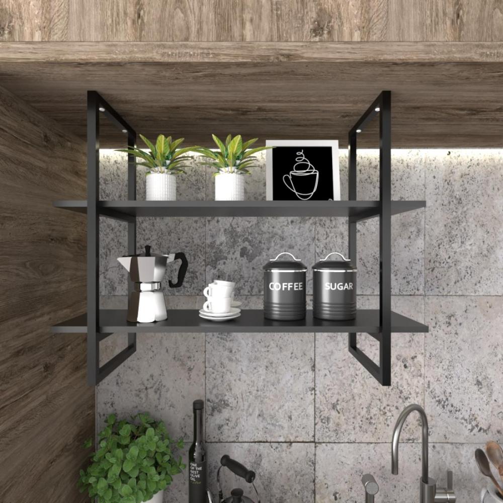 Prateleira Suspensa Teto Cozinha prateleira preta nicho industrial nichos para cozinha suporte para prateleira