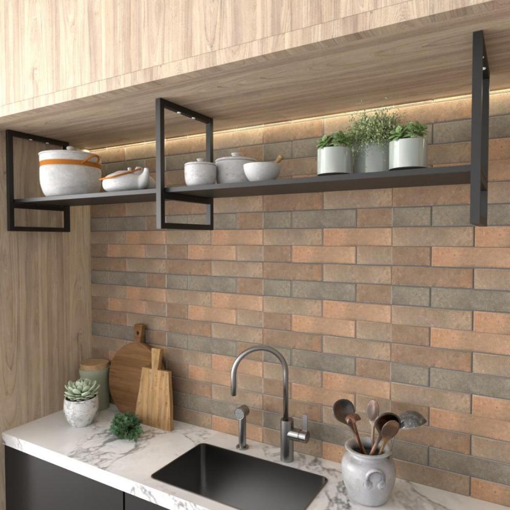 Prateleira Suspensa Teto Cozinha suporte industrial nicho industrial nichos para cozinha Prateleira de ferro e madeira