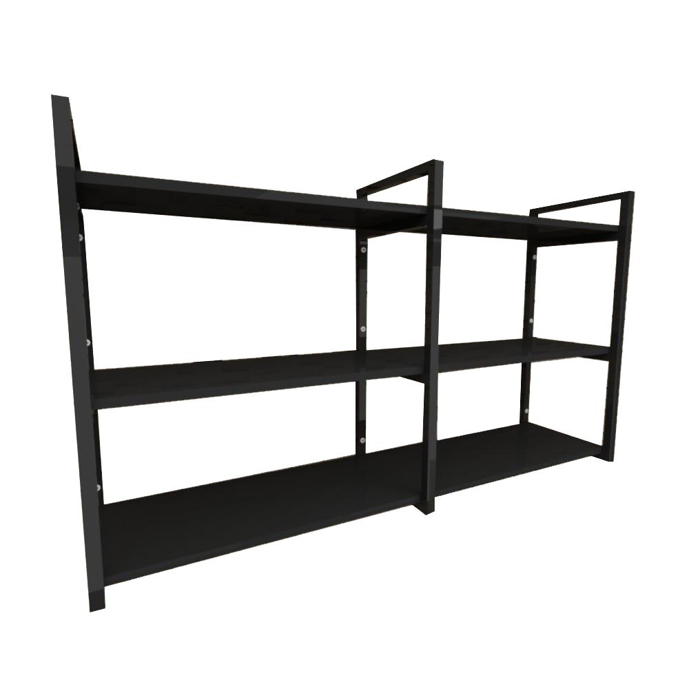 Prateleira industrial aço cor preto 30 cm MDF cor preto modelo indfb11psl