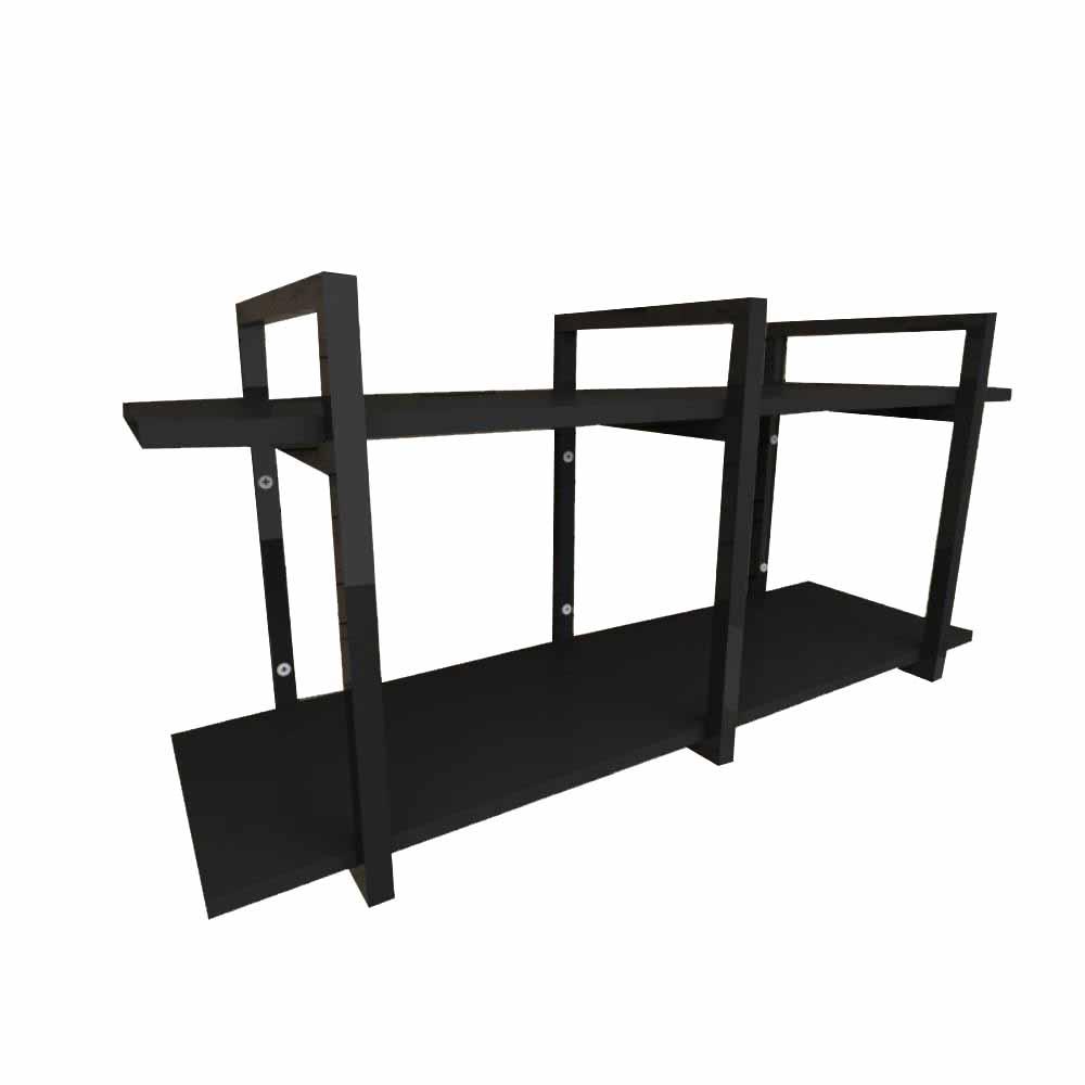 Prateleira industrial aço cor preto 30 cm MDF cor preto modelo indfb23psl
