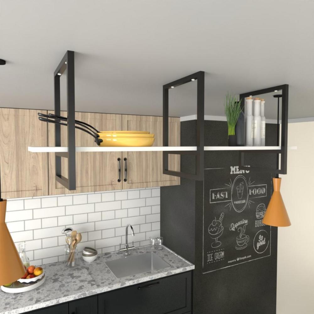 Prateleira industrial cozinha Prateleira de ferro e madeira nicho industrial nichos para cozinha suporte prateleira
