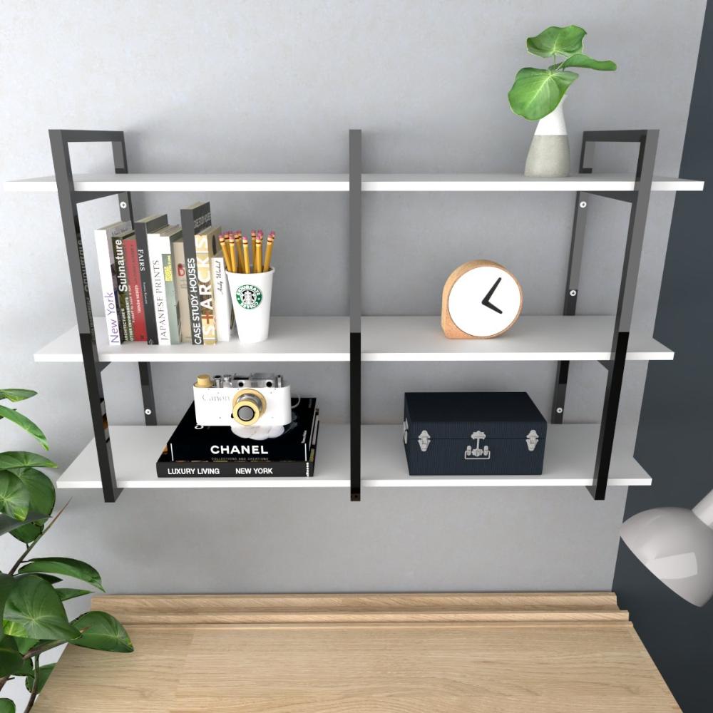 Prateleira industrial moveis escritorio quarto estante infantil plantas branco ferro e madeira