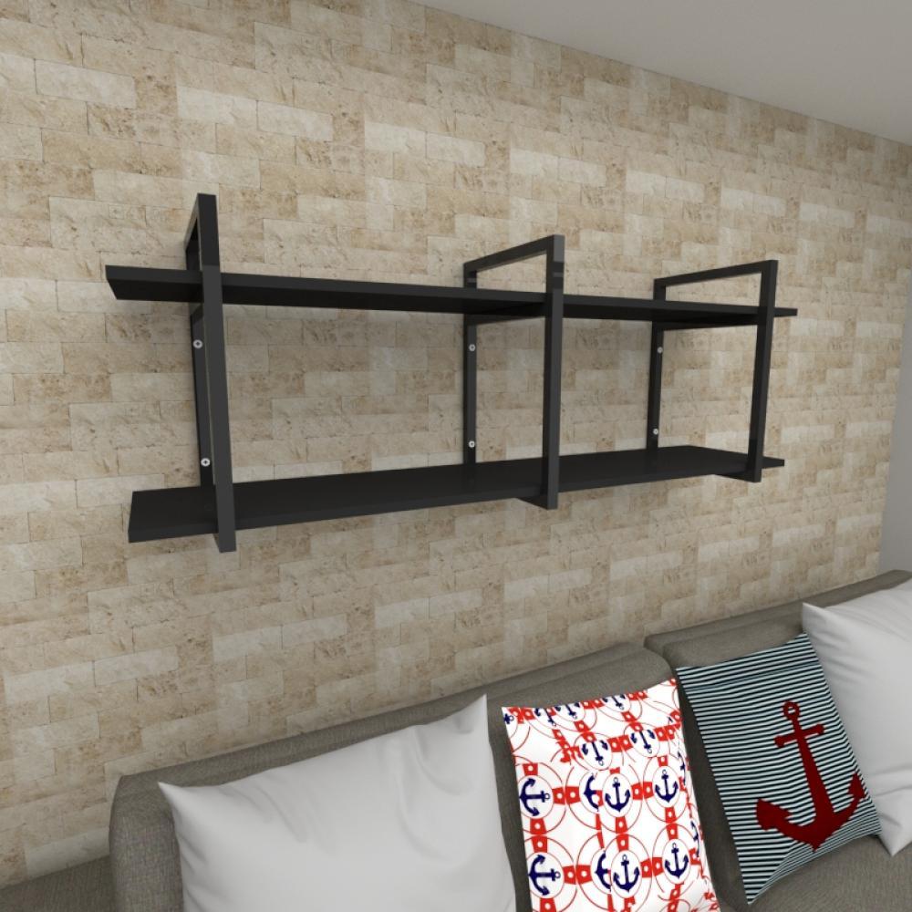 Prateleira industrial para Sala aço cor preto prateleiras 30 cm cor preto modelo ind05psl