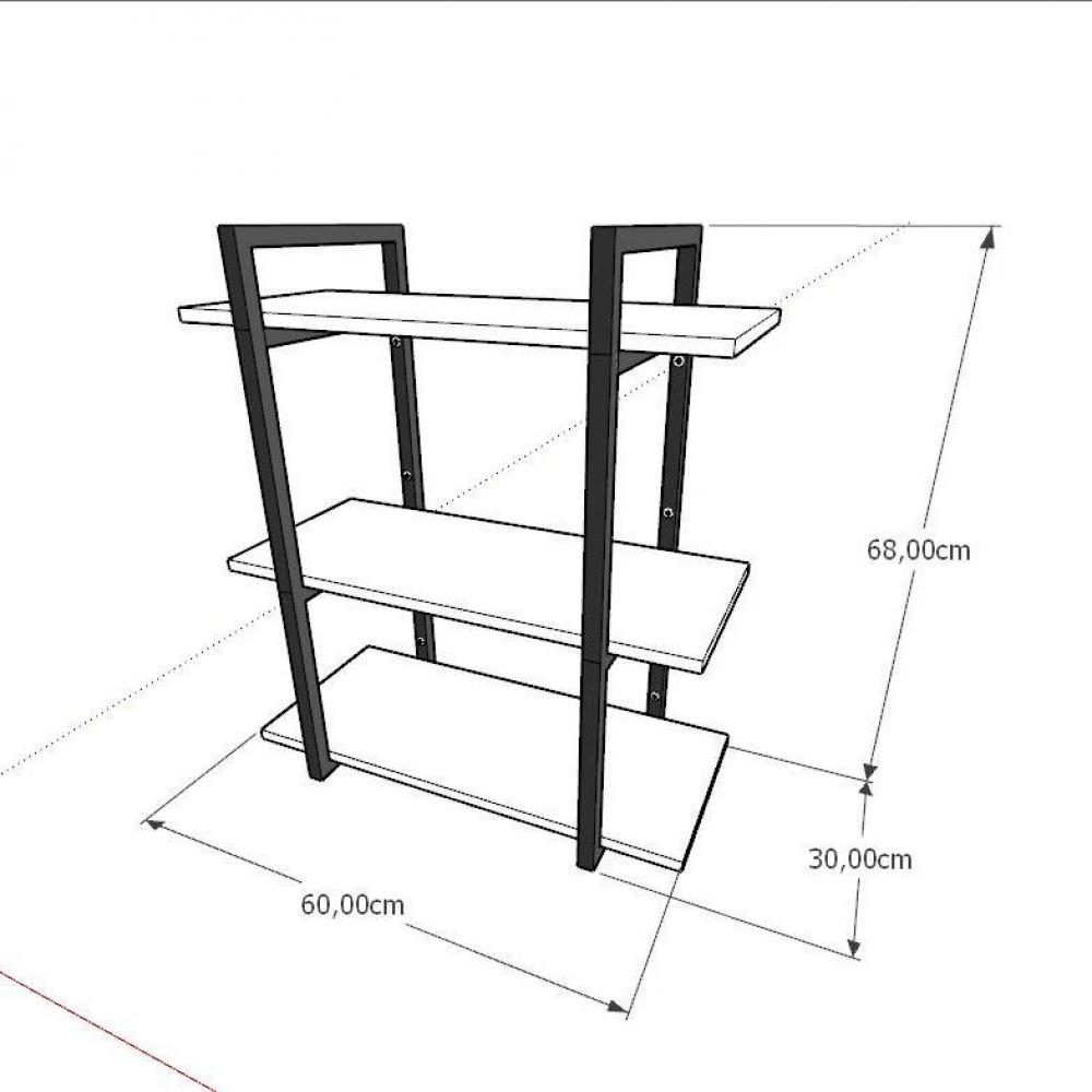 Prateleira industrial para Sala aço cor preto prateleiras 30 cm cor preto modelo ind09psl