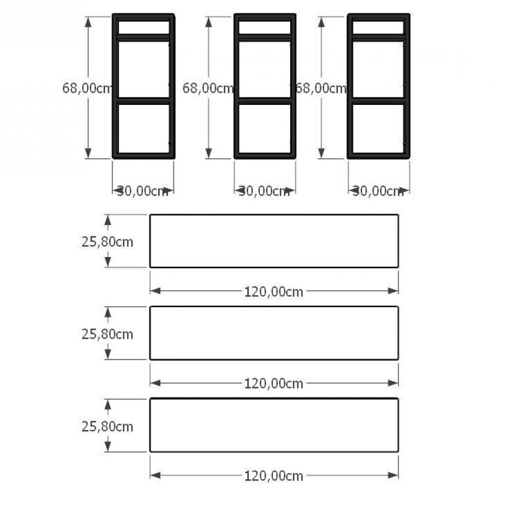 Prateleira industrial para Sala aço cor preto prateleiras 30 cm cor preto modelo ind11psl