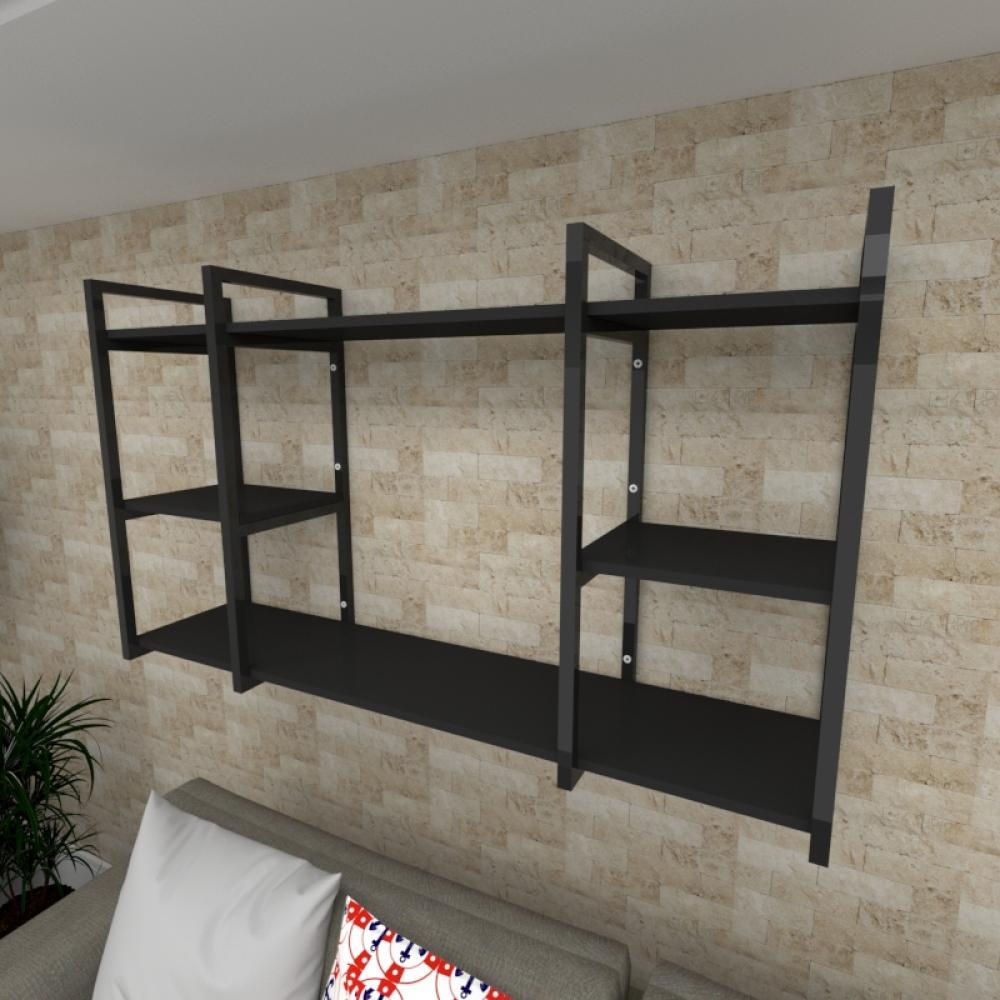 Prateleira industrial para Sala aço cor preto prateleiras 30 cm cor preto modelo ind17psl