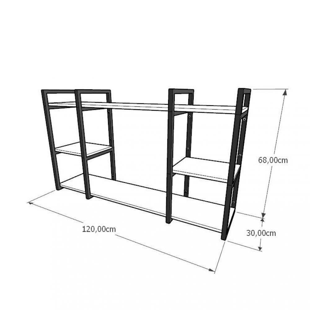 Prateleira industrial para Sala aço cor preto prateleiras 30 cm cor preto modelo ind17psl