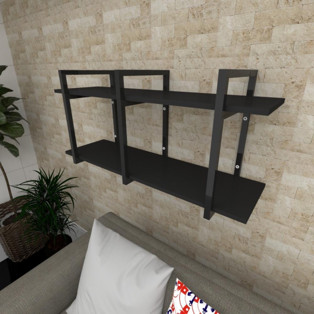 Prateleira industrial para Sala aço cor preto prateleiras 30 cm cor preto modelo ind23psl