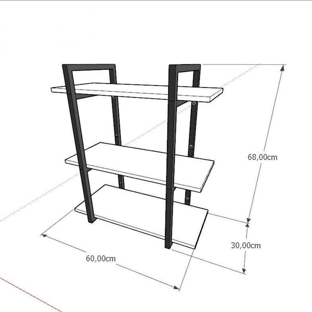 Prateleira industrial para banheiro aço cor preto prateleiras 30 cm cor preto modelo ind09pb