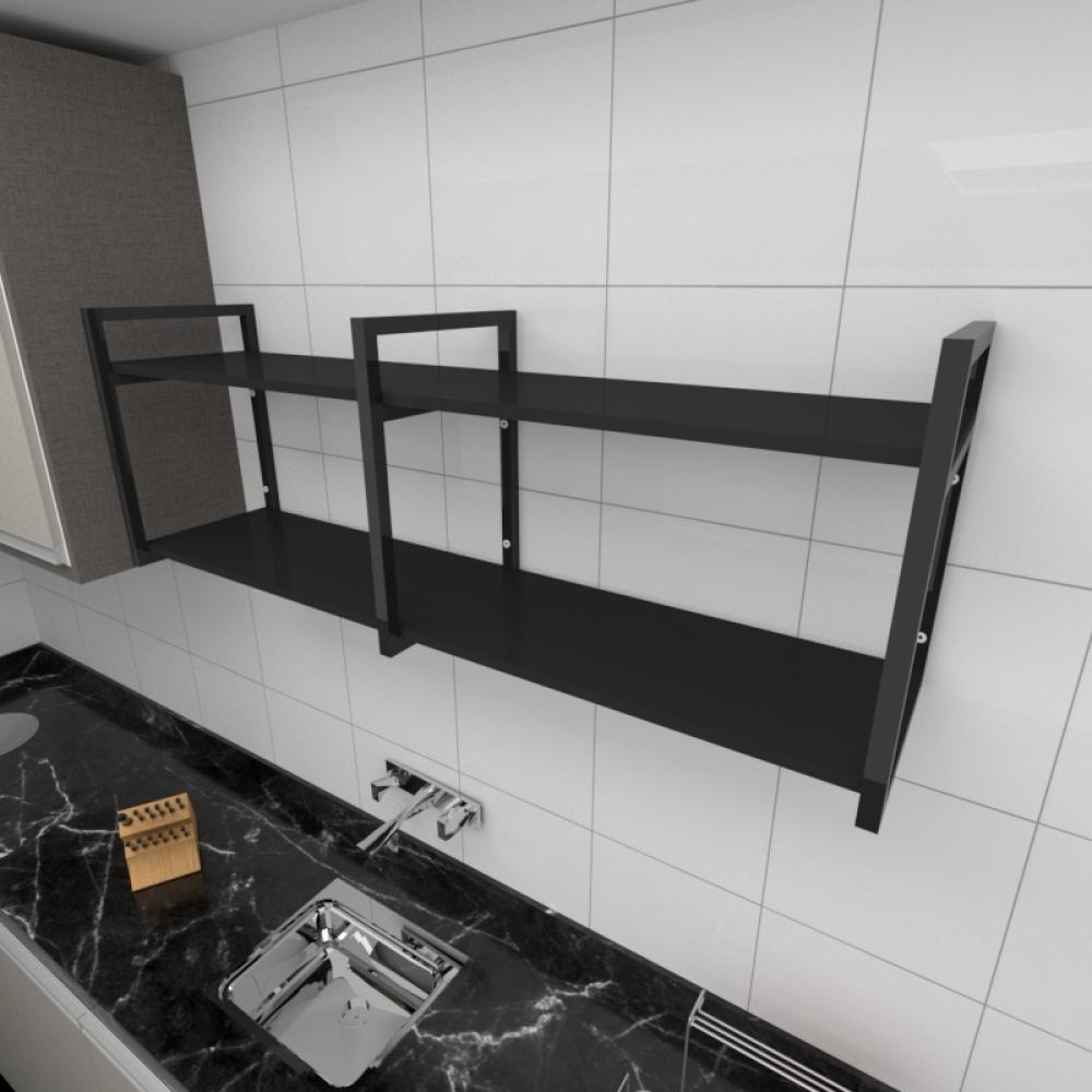 Prateleira industrial para cozinha aço cor preto prateleiras 30 cm cor preto modelo ind04pc