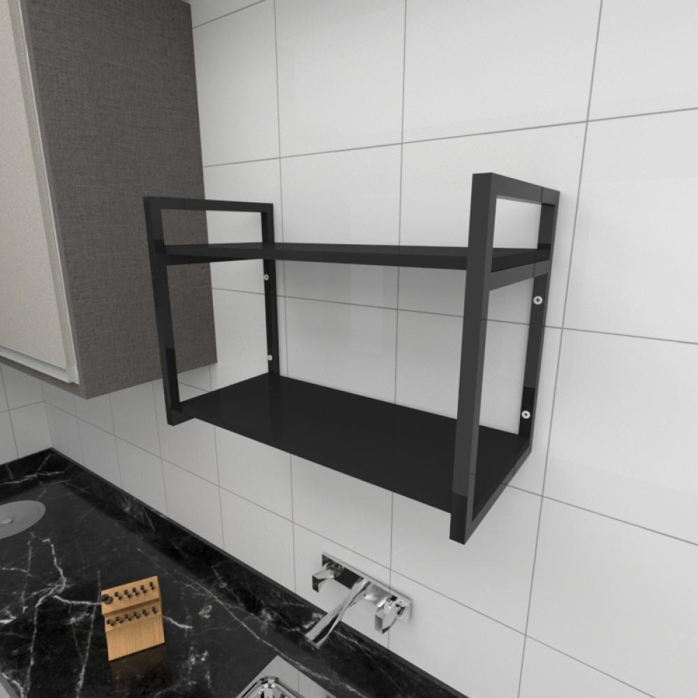 Prateleira industrial para cozinha aço cor preto prateleiras 30cm cor preto modelo ind01pc