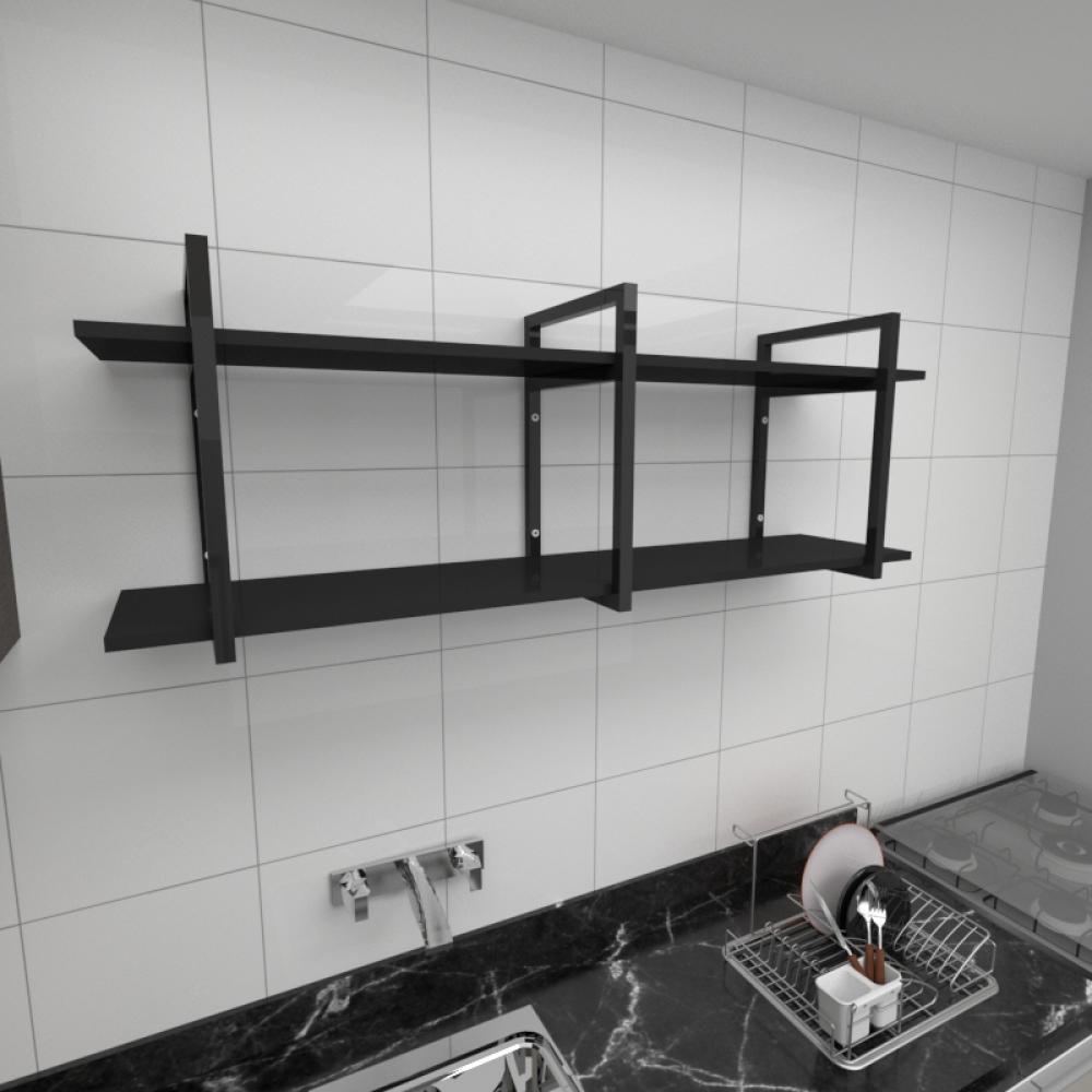 Prateleira industrial para cozinha aço cor preto prateleiras 30cm cor preto modelo ind05pc