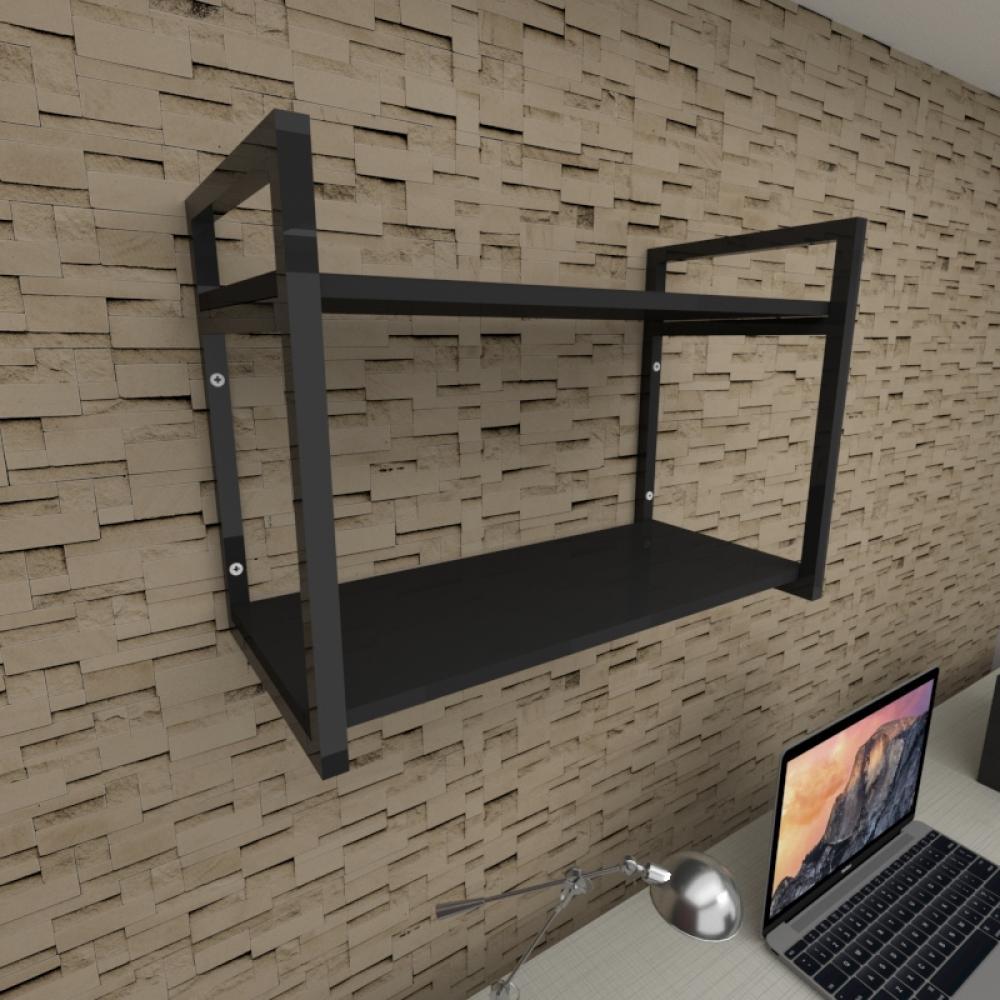 Prateleira industrial para escritório aço cor preto prateleiras 30 cm cor preto modelo ind01pes